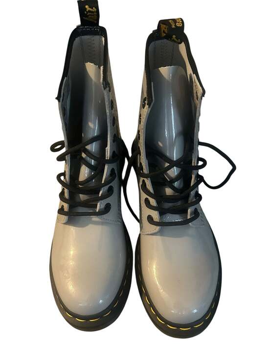 Dr. Martens 1460 W Zinc Grey Patent Leather Lace Up Boots - Picture 3 of 6